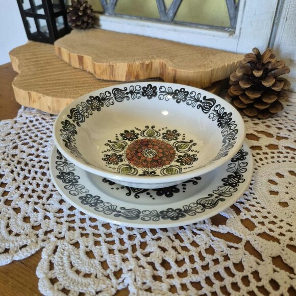 Vintage Broadhurst Kathie Winkle Small Dish & Bowl Set - Romany Pattern - Picture 5 of 10